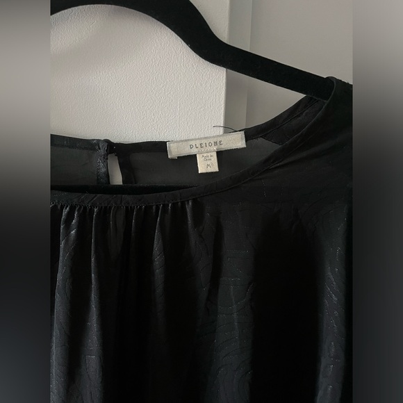 Pleione | Black Sheer Blouse with Rose Print | Size Medium - Picture 4 of 6